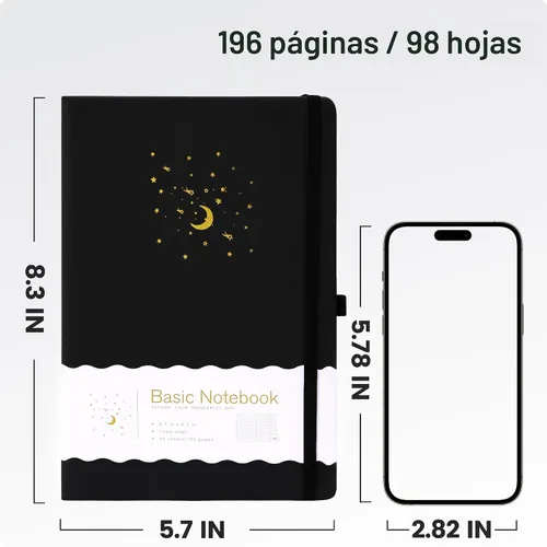 Miniatura 7 de CAGIE Cuaderno rayado para trabajo, cuaderno de tapa dura para escribir, mujeres y hombres, diario para tomar notas con lazo para bolígrafo