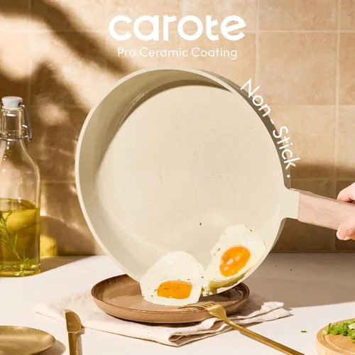 Miniatura 2 de CAROTE 8" Frying Pan Set, Ceramic Frying Pan, Non-Toxic PTFE & PFOA Free Fry Pan & Omelet Pan, Compatible with Induction, Gas Cooktops