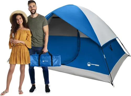 Tienda de Campaña Wakeman para 4 Personas con Cubierta para Lluvia y Bolsa de Transporte - Tienda Familiar Fácil de Desplegar para Esenciales de