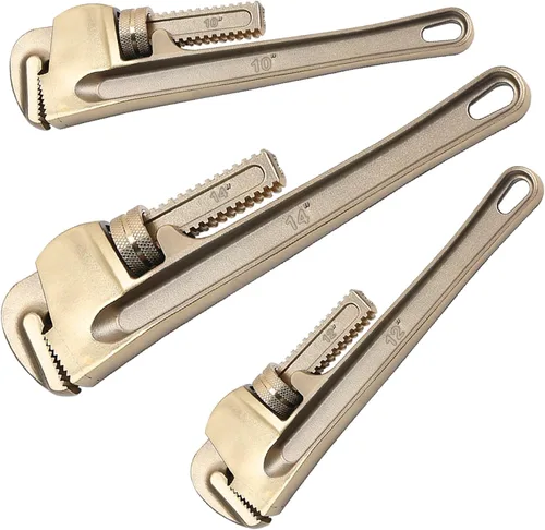 Miniatura 13 de WEDO Llave de tubo sin chispas (longitud 23.622 in, apertura máxima 2.953 in), llave de fontanería recta sin chispas, llave de seguridad sin Bronce