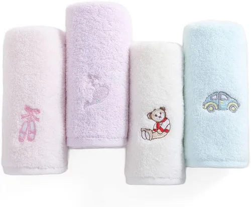 sense gnosis Toallas faciales de algodón 100% para niños, toallas de tocador para juego de toallas de baño, toallas bordadas para niños y paños para
