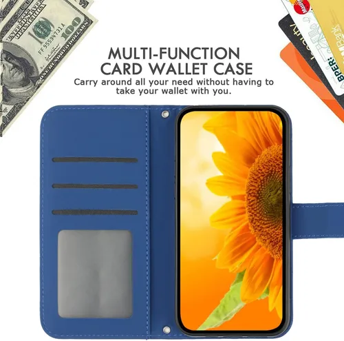 Miniatura 2 de XYX Wallet Case Compatible with Xiaomi Redmi Note 10s, Emboss Half Flower Floral PU Leather Flip Protective Case with Adjustable Shoulder Strap for