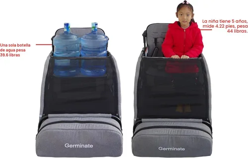 Miniatura 7 de Cochecito de 4 plazas, vagón cuádruple grande para niños de 2, 3, 4, bebé, viaje, todo terreno, empuje, triple, doble, doble cara a lado, con Gris