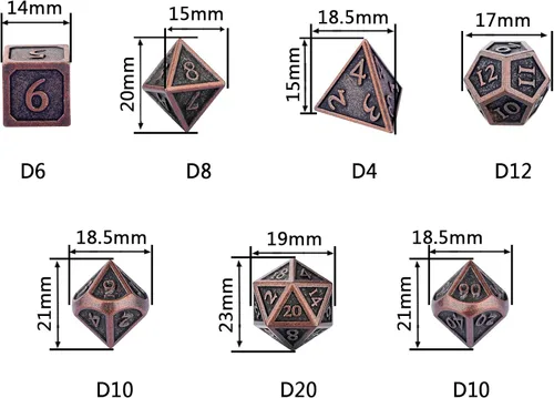 Miniatura 7 de HEIMDALLR Juego de dados de metal DND, 7 piezas, juego de dados de metal indestructibles con bolsa de dados; juego de dados D&D