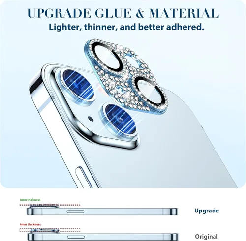 Miniatura 3 de Goton Compatible con iPhone 15 Plus – 15 protector de lente de cámara, cubierta de metal con purpurina brillante, accesorios protectores de pantalla