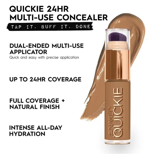Miniatura 2 de Urban Decay Quickie Corrector impermeable de cobertura completa 24 horas, acabado mate natural, vitamina E hidratante, cepillo de pulido de doble
