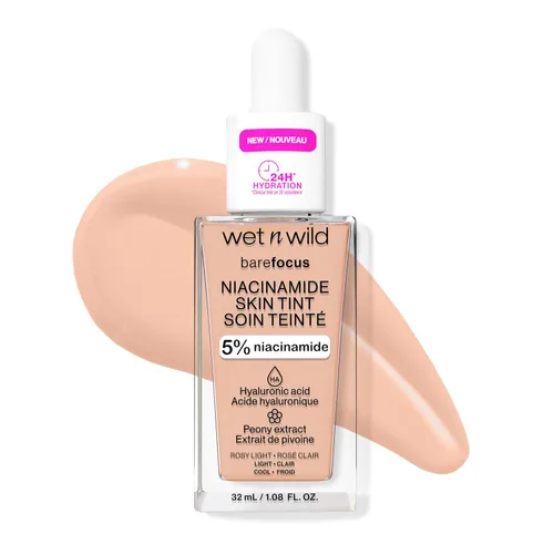 Miniatura 34 de wet n wild Bare Focus Tinte para la Piel, Enriquecido con 5% Niacinamida, Cobertura Ligera Transparente Modulable, Acabado Radiante Natural, Claro