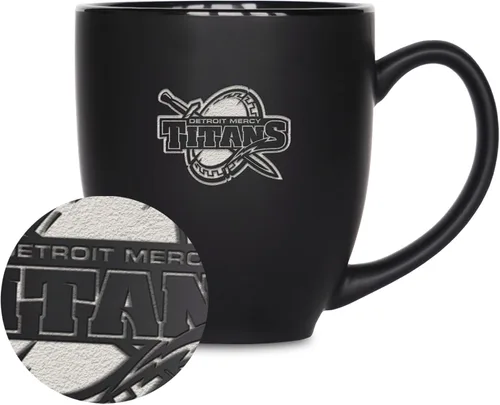 Miniatura 77 de Rico Industries - Taza de cerámica mate negra con grabado láser estándar de 15oz para NCAA (escuelas T & U) - Para bebidas calientes o frías