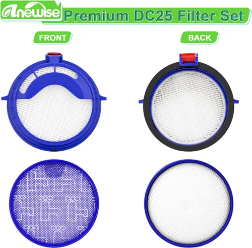 Miniatura 3 de Anewise Kits de filtro de repuesto para filtros de bola de vacío Dyson dc25, incluye 1 filtro premotor lavable 919171-02 y 1 filtro Hepa 916188-05