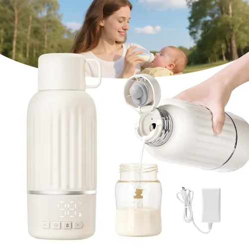 Snow Bear Calentador de biberones portátil para viajes, calentamiento rápido en 2.5 minutos para leche materna, batería de 10200 mAh con pantalla M2