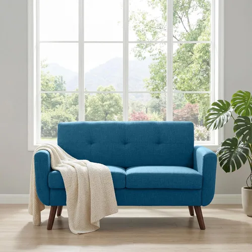Miniatura 3 de Tbfit Sofá biplaza de 56 pulgadas de ancho, decoración moderna de mediados de siglo, sofás de dos plazas para sala de estar, sofá pequeño tapizado