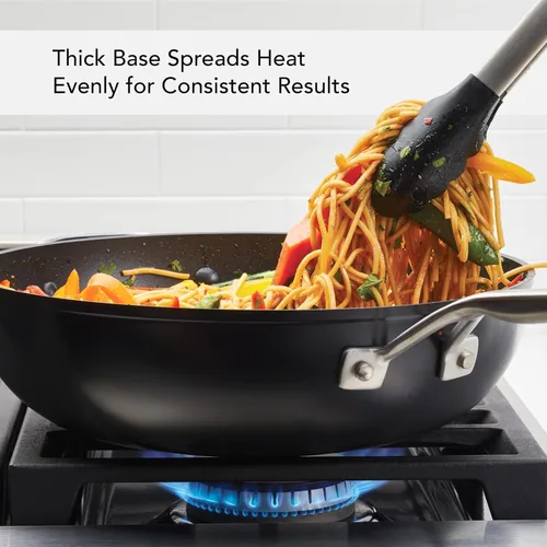 Miniatura 4 de KitchenAid Sartén/Wok Antiadherente de Inducción Anodizada Dura para Saltear con Mango Auxiliar, 12.25 Pulgadas - Negro Mate