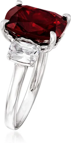 Miniatura 3 de Ross-Simons 625 Carat Simulated Ruby and 110 ct tw CZ 3-Stone Ring in Sterling Silver
