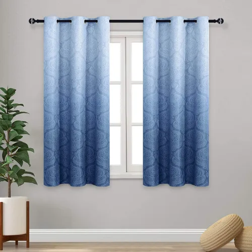 Miniatura 14 de DWCN - Cortinas blackout para dormitorio, diseño de damasco con aislamiento térmico y ojales, para sala de estar, juego de 2 paneles de cortina Gris