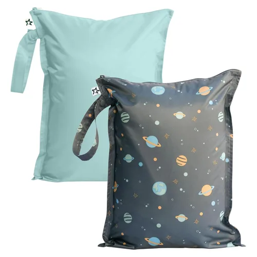 Miniatura 15 de Tiny Twinkle Bolsas Húmedas a Prueba de Desorden Paquete de 2 Bolsas Húmedas Reutilizables e Impermeables para Trajes de Baño Ropa de Bebé