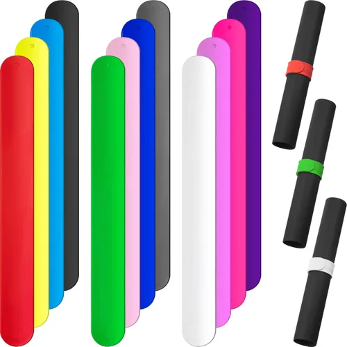 Leyndo 12 piezas de soportes para rollo de papel de regalo con clips de silicona, bandas de enganche cubiertas con tiras metálicas, volteables, 1 x