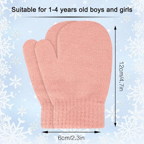 Miniatura 29 de ONESING 5 pares de guantes de invierno negros para bebés y niñas - Guantes cálidos para recién nacidos