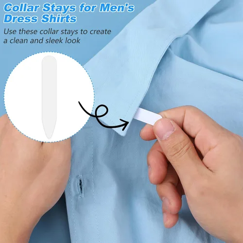 Miniatura 5 de Jeffdad 60 piezas de collar de 2.2 pulgadas para camisas de vestir de hombre, cuello de plástico, inserciones de cuello de camisa, inserciones