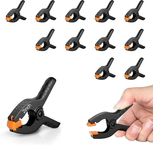 Miniatura 15 de EMART Paquete de 12 abrazaderas de resorte de plástico resistentes de 2 pulgadas, abrazaderas profesionales grandes para soporte de telón de fondo