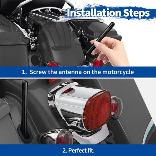 Miniatura 4 de Bingfu Antena de fibra de carbono para motocicleta de repuesto compatible con Harley Davidson 1989-2023 Road King Softail Touring Street Glide Road