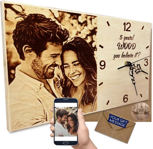 Miniatura 9 de Regalos personalizados para padre, reloj de escritorio personalizado con madera quemada, regalos únicos para Navidad de parte de su hijo