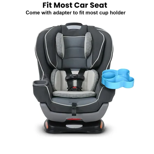 Miniatura 3 de Bandeja para asiento de automóvil – Convierte el portavasos en aperitivos, bandeja de juguetes para niños de viaje, giratoria 360 grados (azul)