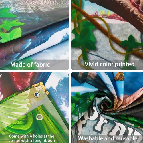 Miniatura 3 de Bandera de fondo de mundo de dinosaurios - Decoraciones para fiesta de cumpleaños de niños y niños