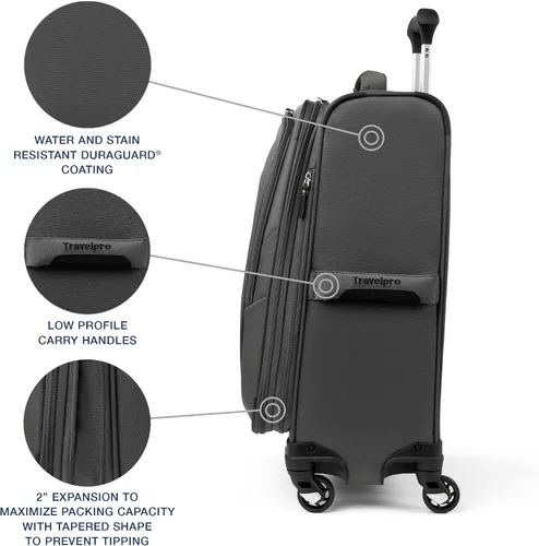 Miniatura 50 de Travelpro Maxlite 5 - Juego de 2 piezas de equipaje de mano de tela, expandibles con 4 ruedas giratorias, bolso blando para debajo del asiento, Negro