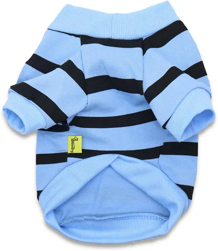 Miniatura 3 de Ropa para Bulldog Francés Camiseta para Perros Pequeños Camiseta de Verano a Rayas para Cachorros, XS, Azul