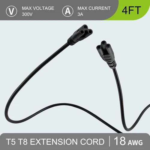 Miniatura 2 de Cables de extensión T5 T8 negros de 4 pies, cable de alimentación de luz de crecimiento, cables de conexión de lámpara de 48 pulgadas, conectores