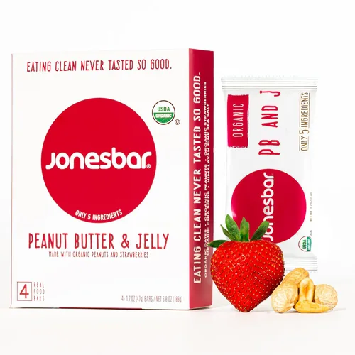 Miniatura 20 de JONESBAR Mantequilla de maní y gelatina, 12 unidades (paquete de 1)), barra orgánica de frutas y nueces USDA sin OMG, Kosher, vegana, sin gluten