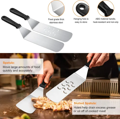 Miniatura 3 de AULTONG Kit de Accesorios para Plancha de Superficie Plana de 6 Piezas para Blackstone y Camp Chef – Herramientas de Acero Inoxidable con Bolsa