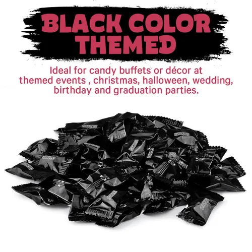 Miniatura 4 de Black Foils - Caramelos dulces y ácidos, bolsa de 1 libra de caramelos kosher con temática de color negro envueltos individualmente con sabor a