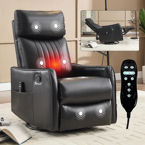 Miniatura 13 de Recliner Chair, Swivel Fabric Massage Rocker Recliner Chair for Adults, Manual Nursery Chair Glider Recliner with Massage and Heat for Living Room