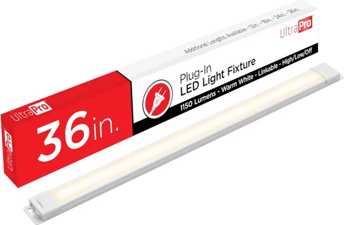 UltraPro Luces LED Enlazables de 36 pulgadas para Debajo del Gabinete con Enchufe, Alto/Bajo/Apagado, Luz Blanca Cálida (2700K), Iluminación LED