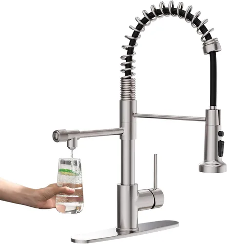 Miniatura 13 de GIMILI Grifo de agua potable negro y dorado 3 en 1 estilo comercial desplegable con filtro de una sola manija para sistema de filtración de agua