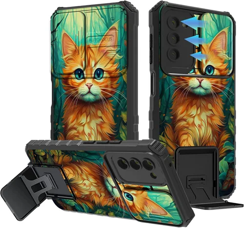 Miniatura 750 de Funda para Samsung Galaxy S22 Ultra 5G, Galaxy S22 Ultra con cubierta de cámara deslizante, funda resistente de doble capa con función atril Black