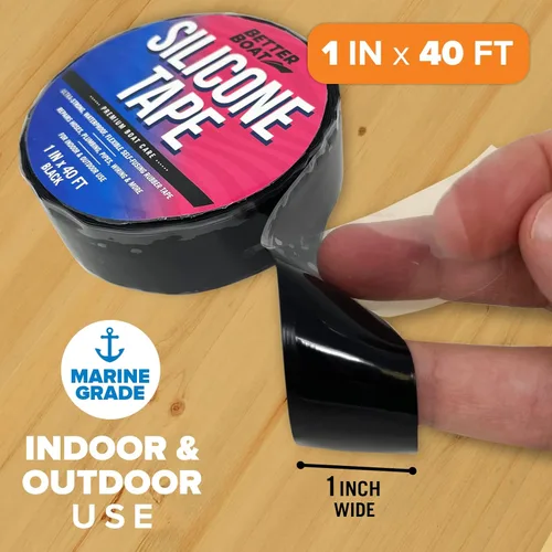 Miniatura 2 de Better Boat - Cinta de silicona negra resistente, autoadhesiva para reparación de mangueras de goma y tuberías de agua, sello de fontanería, cinta