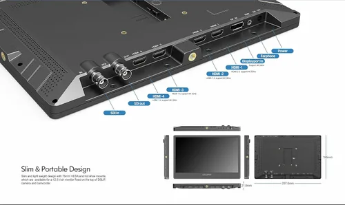 Miniatura 8 de LILLIPUT A12 Monitor de difusión 4K de 12.5 pulgadas 3840 × 2160 pantalla UHD, entrada y salida 3G-SDI, soporte multiseñal 4×HDMI, vista cuádruple