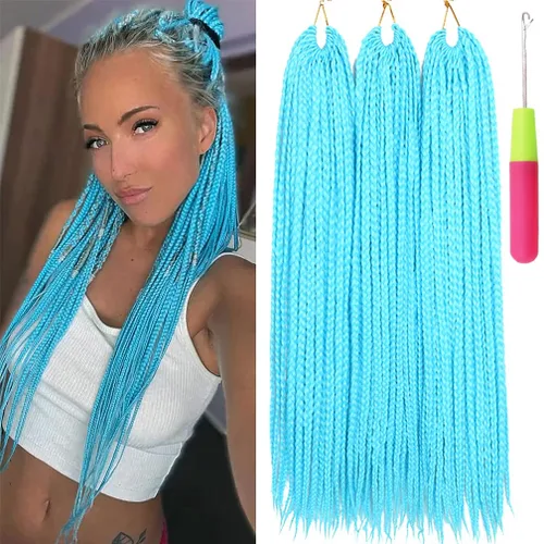 Miniatura 20 de Extensiones de cabello trenzado tipo box de 24 pulgadas, hechas a mano, para mujeres y niñas, extensiones de cabello trenzado, 24#, 3 paquetes, 22