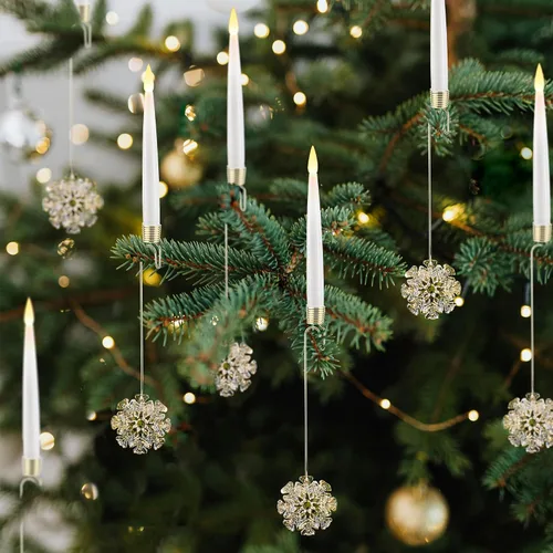 Velas de árbol de Navidad LUSHARBOR, pack de 10 velas cónicas sin llama para árbol de Navidad, velas LED falsas operadas con batería con control
