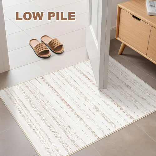Miniatura 6 de Nakagishi - Tapete de 2 x 3 pies lavable: pequeño y suave de estilo bohemio marroquí neutro, antideslizante, pelo corto, para interiores