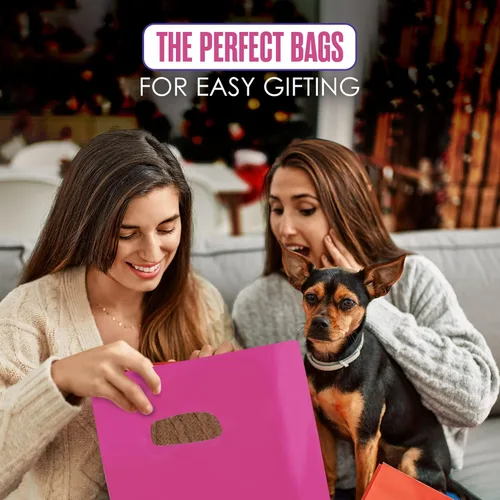 Miniatura 2 de Houseables Merchandise Bags, bolsas de compras, plásticas, 16" x 18", 100 unidades, 1.75 mil de espesor, baja densidad, brillante, color rosa