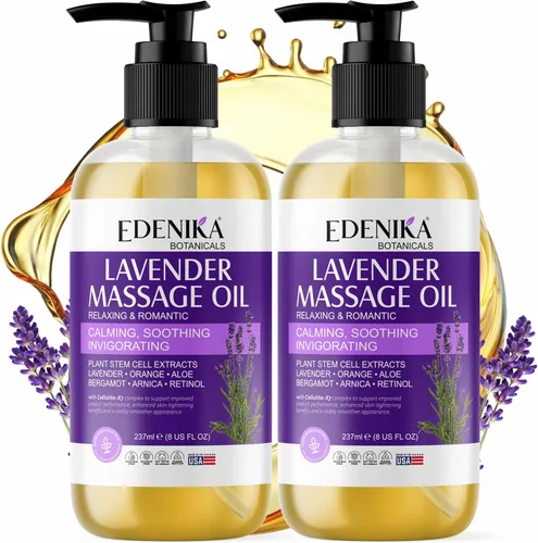 Miniatura 8 de Edenika Botanicals Aceite de masaje de lavanda para piel, aromaterapia de lujo y aceite de masaje romántico para una cita nocturna, piel relajante e