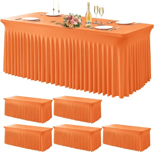 Miniatura 42 de Wish Care Paquete de 2 manteles de elastano elástico azul bebé para mesas rectangulares de 4 pies, manteles ajustables sin arrugas de 4 pies