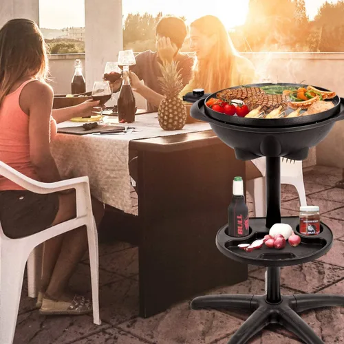 Miniatura 3 de Giantex Parrilla Eléctrica para Interiores y Exteriores, Placa de Parrilla Antiadherente, 3 Zonas de Cocción, Control de Temperatura, Bandeja