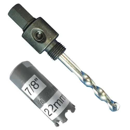 Miniatura 68 de Sierra de agujero HSS con mandril piloto de 2 piezas de alta velocidad para perforar madera y acero, broca de 1/4" de diámetro y eje, broca piloto