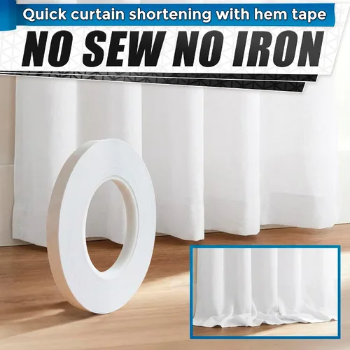 Miniatura 7 de Cinta de dobladillo sin coser sin planchado para el hogar, 0.4 pulgadas x 60 yardas, cinta acrílica transparente ultra fina de doble cara para ropa