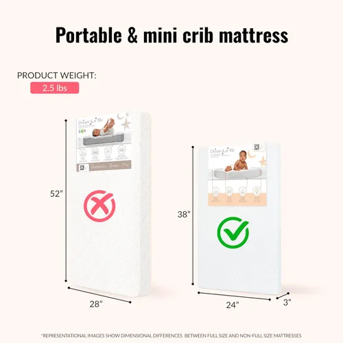 Miniatura 3 de Dream On Me Sunset - Colchón mini para cuna 2 en 1, doble cara para bebés y niños pequeños, funda impermeable, certificado GREENGUARD Gold, 38 x 24