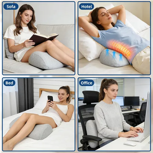 Miniatura 7 de Almohada de rodilla para dormir de espalda, cojín ergonómico de espuma viscoelástica, almohada de refuerzo para piernas, funda lavable, soporte